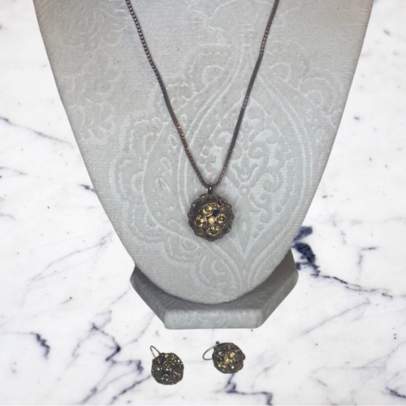 Fossil Necklace and Earrings Set B1417 - Picture 3 of 3